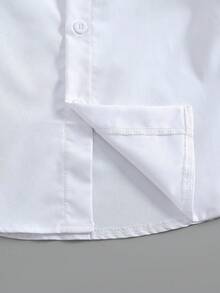男童校服翻领白色衬衫，适合日常穿着、派对、婚礼、郊游、度假等场合，经典正式着装 - 白色 - 查看 5