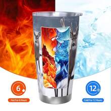 20 Oz Tumbler Stainless Steel Tumblers With Lid And Straw Double Wall Vacuum Insulated Travel Coffee Mug Deer On Frozen Wilderness Coffee Tumbler Cups Reusable Travel Mug Thermal Cup - 沒有吸管 - 查看 4