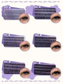 520片装睫毛嫁接套装，D型卷翘睫毛簇，8-16mm，20D/30D/40D/50D/60D可选，DIY睫毛簇套装，包含睫毛粘合剂、卸除工具、睫毛嫁接器、镊子，适合在家自行DIY睫毛嫁接。