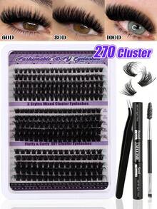 CMAYOME 270 Stücke D-Curl Flauschige Wimpernverlängerungsset, natürliche dicke Wimpern, Anfänger freundliche DIY Wimpernverlängerung mit Wimpernkleber, Versiegelung, Pinzette, Wimpernbürste, D-Curl Wimpernverlängerungsset mit Wimpern Zubehör, geeignet für den täglichen Gebrauch, Reisen, Anfänger, Hochzeiten, Dates, Partys, Festivals und verschiedene Augen Make-up Looks - Violett - Übersicht 13