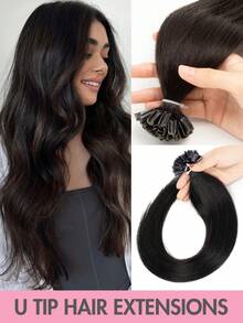 U型接发，真人发接发，12-22英寸直发，金色真人发，易于佩戴，U型接发，女士圣诞节礼物 - 彩色 - 查看 27