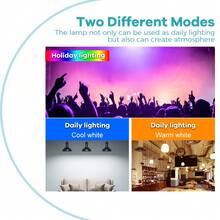 RGB智能灯泡，带遥控器，可调光LED，220V/110V，室内E27/E26灯头，彩色变色嵌入式吸顶灯/吊灯灯泡，E14灯头，客厅卧室背光灯，亮度可调，多色氛围灯，GU10灯头，嘉年华聚光灯，4种动态模式，GU5.3灯头，音乐节、KTV、派对、酒吧，MR16灯头，电竞节，15色氛围装饰照明（RGB暖白光）/（RGB冷白光），透明/乳白色灯罩 - RGB LED Bulb with Remote-Dimmable - 查看 5