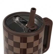 Hydro Jug Traveler Cherry, Western Cowboy, Black And White Checkered Patterns, Autumn Checkers Patterns Of Double Wall Insulated Stainless Stee With Straw 32oz/40oz Cup. Water Bottle.  Flip-Straw, 24 Hours Cold, Completely Leak-Proof. Suitable For Water, Iced Tea Or Coffee, Ice Drinks , Hot Drinks, Juice. Suitable For Camping, Work, Indoor Use. It Is Also Very Suitable To Be Given As A Gift. - 40盎司/1182毫升 - 查看 7