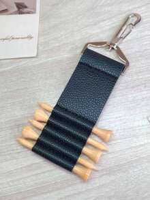 1 pieza (incluye pinchos) Soporte de pinchos de golf de cuero PU, llavero portátil para almacenamiento de pinchos de deportes al aire libre