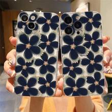 Fundas Para Iphone 13/13pro/13promax/17/16/15/14/12/11,Compatible Con OPPO RENO 05/07/11/12/A40, MOTO G14/24/54,  Galaxy A06/04/S25/S24, Honor 400 Lite, Redmi 13X/14, Diseño Floral Azul, Fundas Para Móviles Accesorios Decoraciones Navideñas Regalos - transparente - Ver 2