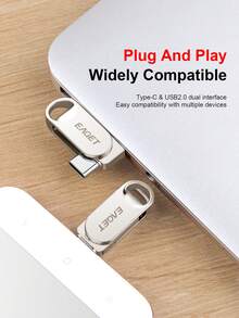 EAGET 超迷你Tyne-C转USB 2.0闪存盘，8GB/16GB/32GB/64GB高效存储，高度便携，即插即用，适用于电脑、手机和其他电子设备 - 銀色 - 查看 7