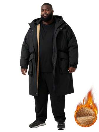 Herr Plus Size Långärmad Tjock Medellång Vadderad Vinterkappa