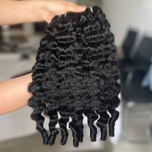 Burmese Curly Human Hair Bundles 14 16 18 20Inch Curly Bundles Unprocessed Burmese Raw Hair Extension Real Human Hair Natural Color Human Hair Weft Extensions Virgin Hair Kinky Curly Bundles Water Wave Human Hair Bundles For Women - Natural Black - View 8