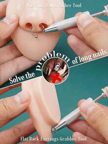 一套升级版14G/16G/18G/20G不锈钢穿刺工具套装 - 无螺纹锥形钳和球头夹，平底耳环穿刺器，适用于耳、鼻、肚脐、唇、眉等部位，专业DIY珠宝更换套装 - 銀色-升級版 - 查看 3