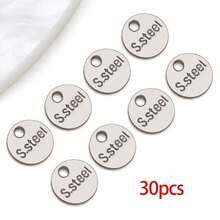 10/30个304不锈钢吊坠，水滴形链扣，小巧扁平圆形心形吊坠，金属链延长连接器，链尾吊坠，适用于DIY珠宝制作 - 彩色 - 查看 9