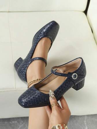 Zapatos de trabajo con suela blanda, tacón grueso y cómodo, punta cuadrada