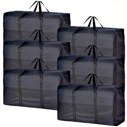 Túi chuyển nhà cỡ lớn | Túi đựng đồ bền chắc, chống thấm nước với khóa kéo chắc chắn và tay cầm được gia cố | Có thể gấp gọn, tiết kiệm không gian, phù hợp để đựng quần áo, đồ du lịch, đồ dùng chuyển nhà | Túi xách đa năng màu đen