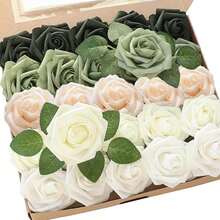 25pcs/50pcs OPP Foam Rose With Pole PE Material Imitation Rose Artificial Flower Wedding Valentine's Day - Green - View 16