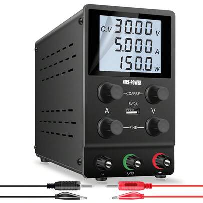 Fuente de alimentación de laboratorio de 300W, 150W, 360W, fuente de alimentación CC ajustable de 30V 10A, versión de pantalla LCD o versión de interruptor de salida seleccionada