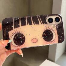 1pcs Nutcracker & Tree Printed, Cartoon Anime Shinning Eyes Cute Phone 17 16 15 14 13 Pro Girl Glittering Big Eyes Back Phone Cover Capa. Accessories. , Protective Cover & New Year 2024-2025 - Festive Design With Shockproof Function, Cute & Chic Holiday Season, - 彩色 - 查看 5