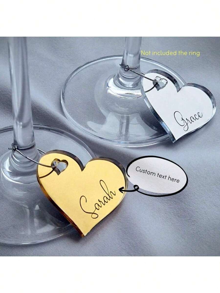 个性化酒杯标签，可刻上宾客姓名，适合同学聚会、婚礼等场合（不含戒指）