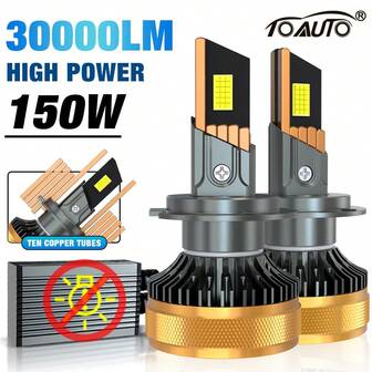  TOAUTO 2PCS 150W White Lamp Projector Headlight Super Bright Led Canbus 12v 24v HB3 HB4 9012 H1 H4 H7 H11 Auto Light