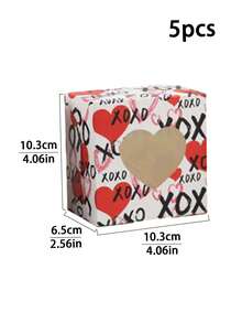 5个/20个装情人节新款结婚糖果盒，心形开窗饼干盒，烘焙包装蛋糕盒，七夕节情侣浪漫礼物方形开窗礼盒 - 彩色 - 查看 13