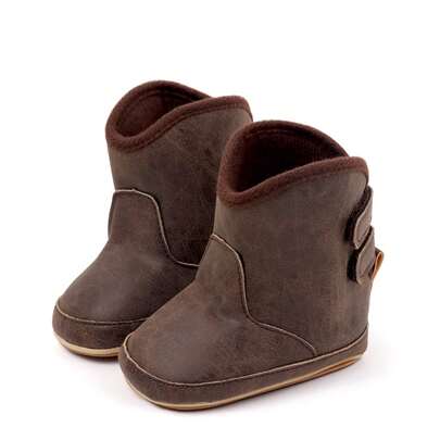 Baby Fashion PU Boots Infant Girls Non-Slip Soft Sole First Walker Winter Warm Snow Boots Crib Shoes