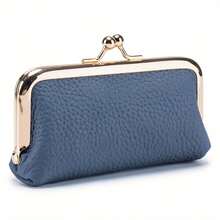 Bolsa de almacenamiento de cuero PU de unicolor con clip de bloqueo mini vintage para llaves, sin pintura de bordes, sin impresión, para cartera, monedero, cartera pequeña, monedero mini, monedero de mujer, cartera de señora - Multicolor - Ver 6
