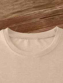 Women's Elegant Style Short Sleeve Hibiscus Print Round Neck Women's Short Sleeve Suitable For Spring And Summer Fashion Commuting Vacation Daily Versatile Casual Elegant Retro Style Top - 杏色 - 查看 3