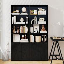 6-Tier Freestanding Bookcase Modern Bookshelf With Farmhouse Style Cabinet Doors Multipurpose Storage Cabinet With Display Rack And Adjustable Shelf For Office Living Room Study Black - Black - View 8