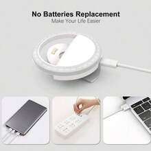 150mAh便携式自拍环形灯，适用于直播、自拍、会议和化妆，可用作夜灯，USB充电，手机补光灯，RK12夹式自拍灯，便携式摄影美颜环形灯，圣诞礼物，房间装饰 - 彩色 - 查看 10