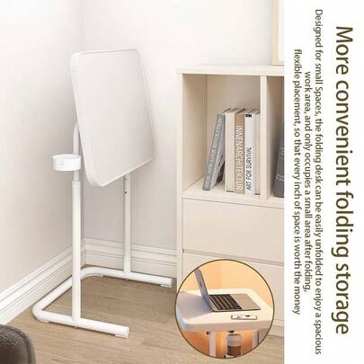 Folding Table End Table Laptop Desk Space-Saving Lift Sit Stand Desk 90�� Rotating Tabletop For Work Study Readin...
