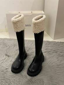 hanxiangyuzu Women's New Korean Style Tall Boots, Furry Snow Boots, High Shaft Boots, Boots, Winter