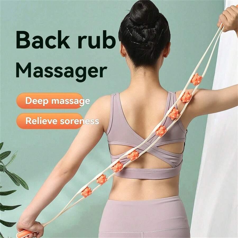 1件装开放式肩部牵引器，背部按摩工具，牵引带，肩颈放松按摩滚轮