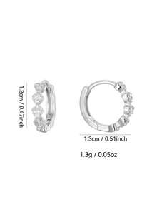 Artepollo 1 Pair 925 Sterling Silver Hypoallergenic Heart Shaped Earrings, Inlaid With Sparkling Cubic Zirconia, Cute & Elegant, Gift Box Packaging, Ideal For Holidays, Birthdays, Christmas, New Year Gifts - one-size - View 4