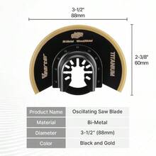 3PCS Titanium Oscillating Saw Blades, 88mm Semi Circle Bi - Metal Universal Multitool Blades, Quick Release Multi Blades Kits Wood, Metal Pipe, Nail, Drywall, PVC - Black & Gold - View 7