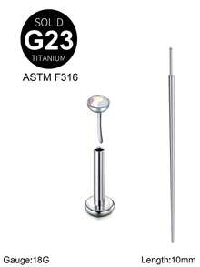 Khuyên tai xỏ khuyên không ren bằng titan 20G/18G/16G có đầu thon G23 đinh tán phẳng cho nam nữ, khuyên tai AB CZ màu đen, khuyên vành tai, khuyên môi, khuyên vành tai, khuyên tai xoắn ốc, khuyên tai dạng thanh, dài 6/8/10mm - Đinh tán + côn - Xem 21