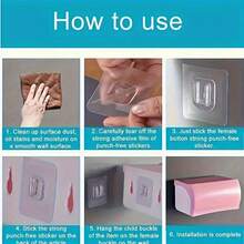 1pc - Practical Hanging Hook - Casual Style, Easy To Install, Multi-Purpose Plastic Bracket, Suitable For Router, Socket, Photo Frame, Remote Control - Waterproof, Applicable For Kitchen, Bedroom, Bathroom, Office, 9 Sets In Total - Clear - View 5