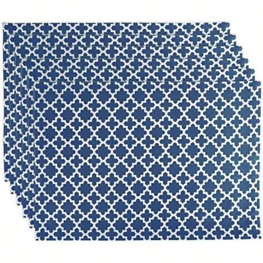 DII Camino de mesa de algodón enrejado para comedor, mesa de vestíbulo, fiestas de primavera y uso diario – 14 x 108 pulgadas, , 60x120", 1(Placemats Nautical Blue) - Multicolor - Ver 1