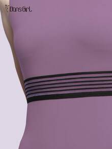 DonsGirl 女式连体芭蕾紧身衣 - 优雅无袖，高腰，配有腰带，适合芭蕾舞/现代舞/古典舞、体操瑜伽和日常穿着 - 紫色 - 查看 12