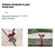 Camping Adjustable Plank Spiral Shaped Fish Bone Deck Carabiner Wind Rope Buckles Tent Stakes Hook Board Peg