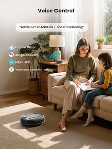 Lefant M210 Pro+ Robot Vacuum Cleaner - 4000Pa Strong Suction, Precise Obstacle Avoidance, Compact (7.8 Cm/3.07 In Thin, 28 Cm/11.02 In Diameter), Quiet (58 DB), 200 Mins Runtime, Auto Charging, Supports Wi-Fi/App/Alexa Control, Suitable For Pet Hair Cleaning On Hardwood Floors And Carpets, Gray - View 9