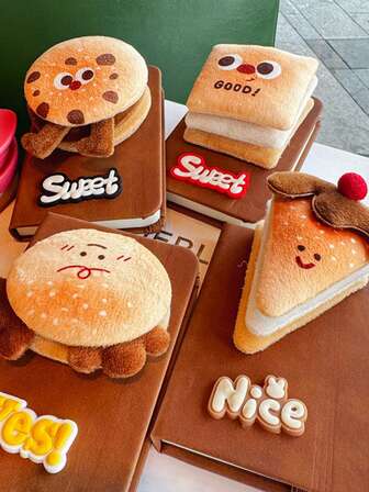 1 pieza Cuaderno creativo y divertido con colgante de comida de peluche, libro de contabilidad, cuaderno lindo, cuaderno pequeño, notas portátiles para niñas
