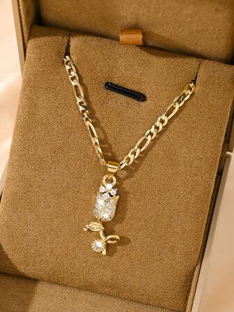 1 st europeisk och amerikansk stil nytt mode halsband med kopparinlägg och zirkonia, litet vetehänge, lämpligt för jul/Thanksgiving/Halloween/Mors dag/Alla hjärtans dag, present till par/vänner/gudföräldrar, katolsk första nattvard, present, vardags- och högtidskläder