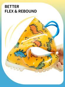 Kids Dinosaur Rain Boots With Easy-On Handles, Waterproof Non-Slip Boots For Boys & Girls Outdoor Play - 橘色 - 查看 4