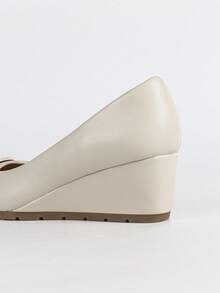 Women's Fashion Wedge Heel Soft Comfortable Slip-On High Heels - Beige - View 9