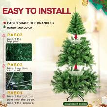 FARSEE Árbol de Navidad artificial verde de 180/210/240 cm con soporte plegable - Estructura de metal de estilo vintage, sin necesidad de montaje, perfecto para decoraciones, árbol de navidad grande, árbol de navidad plegable - Verde - Ver 6