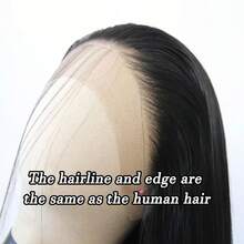 13x4 Lace Front Wig For Women Black Glueless Wig Synthetic Lace Wig Pre Plucked HD Lace Straight Wig Ready To Wear Long Straight Brown And Blonde Wig 28inch - 黑色 - 查看 2