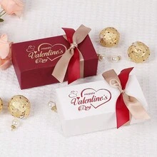 10 Piezas Caja de Regalo Caja de Embalaje de Chocolate de Caramelo, Caja de Regalo con Patrón de Corazón que se Puede Usar para el Día de San Valentín, Día del Niño, Cumpleaños, Caja de Regalo de Cartón Rectangular, Caja de Caramelos con Cinta Caja de Regalo de Cartón - Caja rectangular - Ver 4