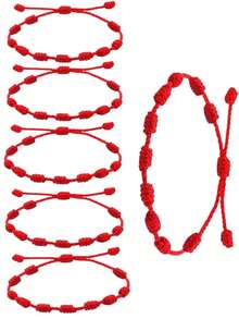 6 件/套中国新年红色幸运手链，简约手工编织友谊手链，男女皆宜