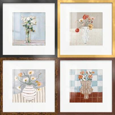 精美相框，8x8英寸/12x12英寸/12x16英寸，多色复古墙饰 - 适用于海报、油画、帆布画 | 家居生活装饰，不含照片，（黑色/深棕色/胡桃木色/金色/红棕色）