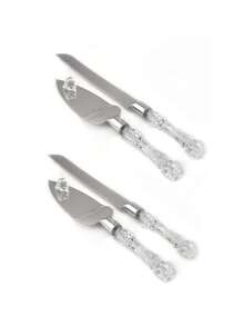 Wedding Cake Cutting Set, Includes Stainless Steel Cake Knife And Cake Server, Silver Blade With Acrylic Crystal-Like Handle, Perfect For Weddings, Bridal Showers, Anniversaries, Housewarming, Birthdays, And Christmas Gifts - Multicolor - View 14