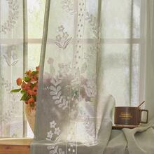 Vorhänge mit Ösen Gardinenschals 2er Set Vorhänge Wohnzimmer modern Schlafzimmer,Curtains Living Room Ösenschal Voile Gardinen Gardine lichtdurchlässig Vorhang Leinenoptik Weiß - Pastellgrün - Übersicht 1