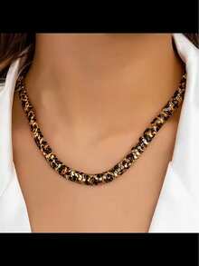 1pc Luxury Geometric Leopard Print Necklace For Women - Multicolor - View 6